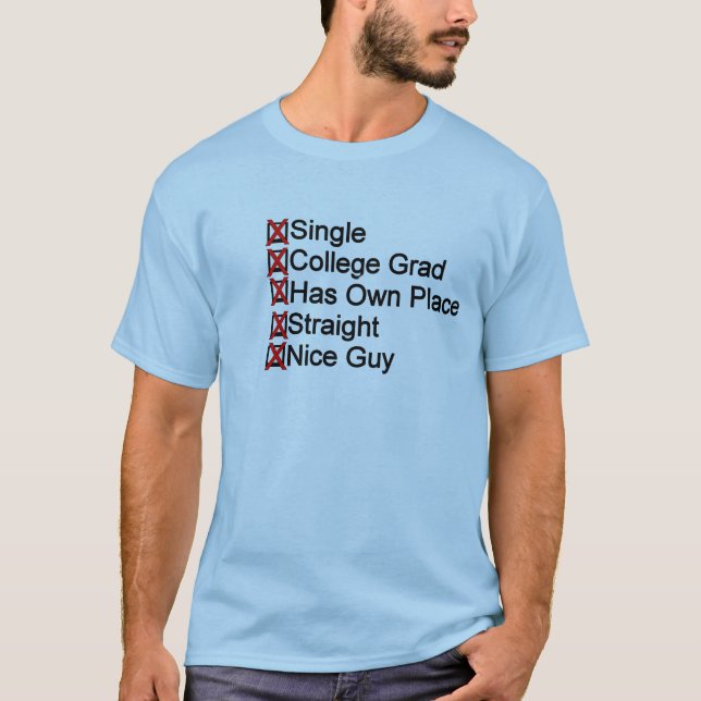 Singel akademiker, rak trevlig grabbkontrollista t-shirt (Framsida)