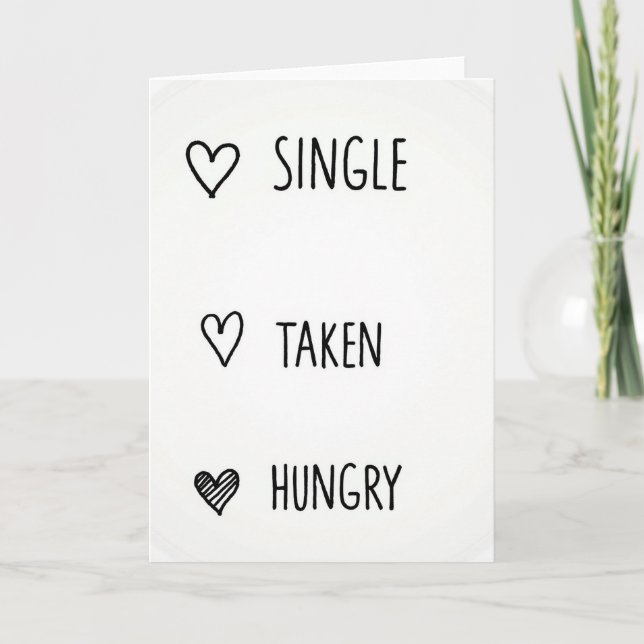 Singel Bunden Hungrig Roligt Kort (Framsida)