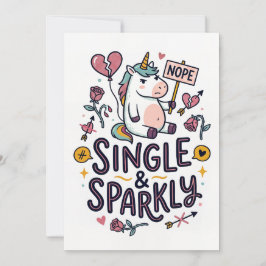 Singel och gnistrande enhörning rolig gratulations julkort