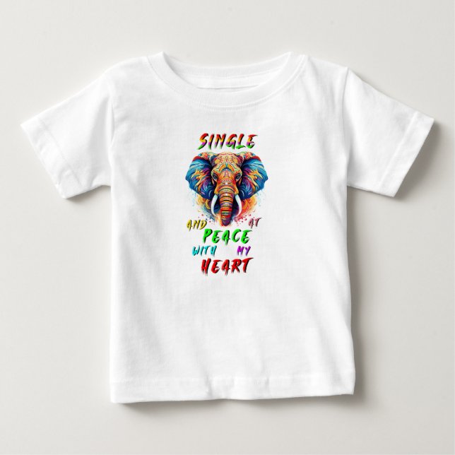 Singel Och I Fred Med Mitt Hjärta T Shirt (Framsida)