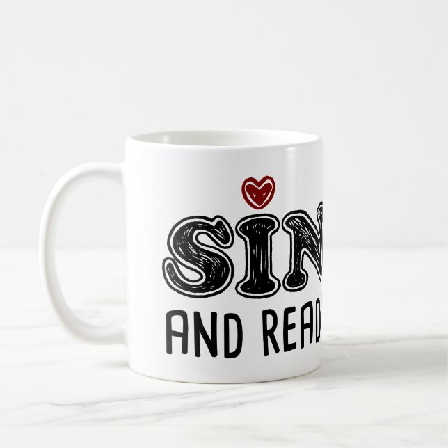 Singel och redo att umgås kaffemugg (Vänster)