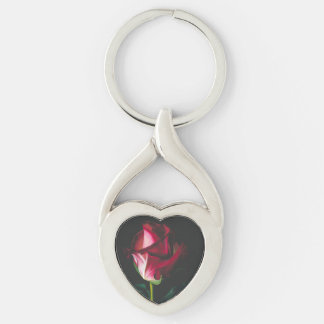 Singel rosa romantiska Keychain Twisted Heart Silverfärgad Nyckelring