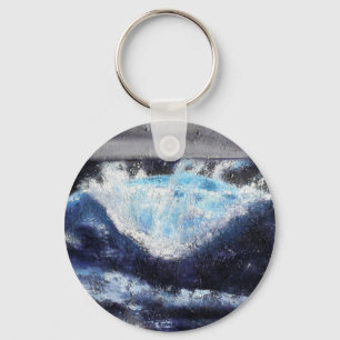 Singelblått vinkar Keychain Nyckelring
