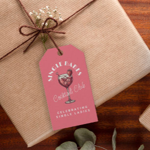 Singelkvinnor Galentine's Day-fest Pink Cocktail Presentetikett