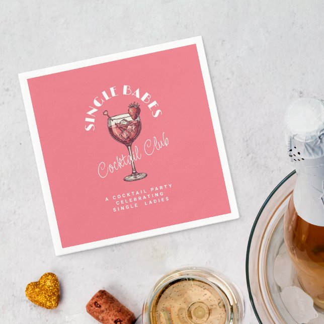 Singelkvinnors Alla Hjärtans Dag-fest Rosa Cocktai Pappersservett (Skapare uppladdad)