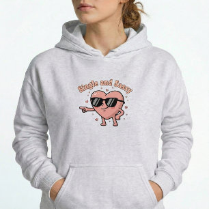Singelliv Rolig Retro Hjärtan Tröja Hoodie Present