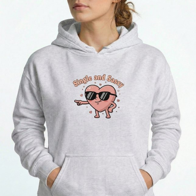 Singelliv Rolig Retro Hjärtan Tröja Hoodie Present (Skapare uppladdad)