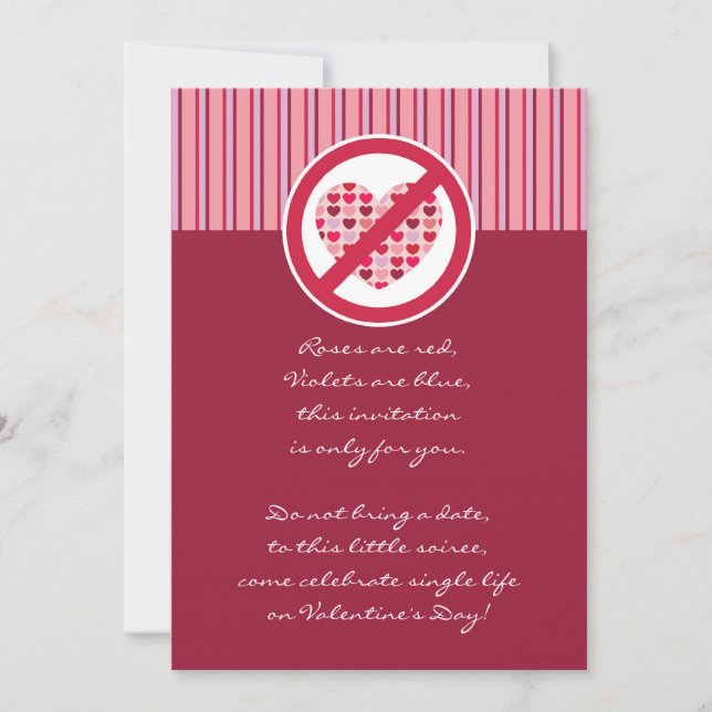 Singelpartyvalentin inbjudan för dag (Framsida)