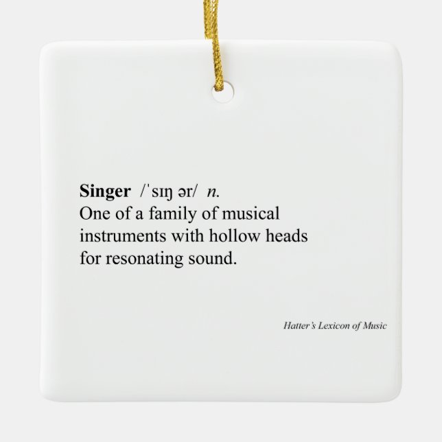 "Singer" Dictionary Definition Humous Music Julgransprydnad Keramik (Framsida)
