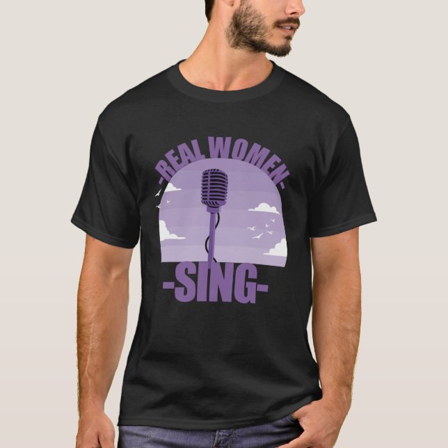Singer Girls Microphone Singing T Shirt (Framsida)