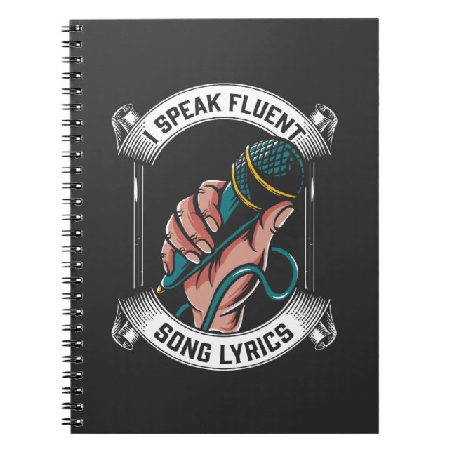 Singer Microphone Fluent Sång Lyrics Karaoke Älska Anteckningsbok (Framsidan)