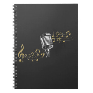 Singer Microphone Musik noter Karaoke älskare Anteckningsbok