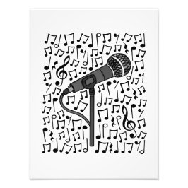 Singer Microphone Musik noter Singing Teacher Fototryck