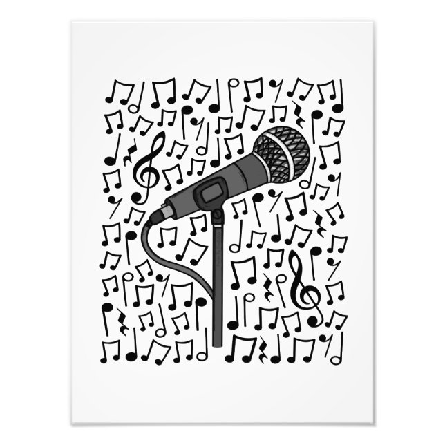 Singer Microphone Musik noter Singing Teacher Fototryck (Framsidan)