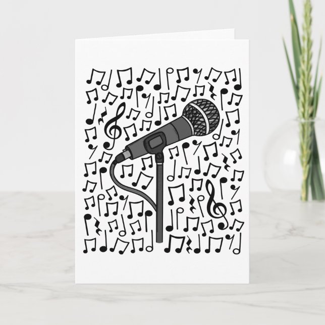 Singer Microphone Musik noter Singing Teacher Helgkort (Framsida)