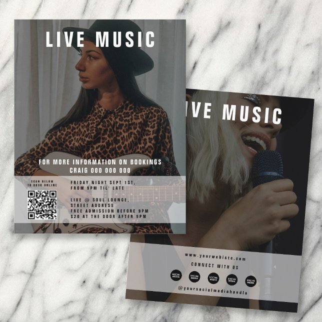 Singer Musician 2 Photo Social Media Promotional Flygblad (Singer Musician 2 Photo Social Media Promotional Flyer)