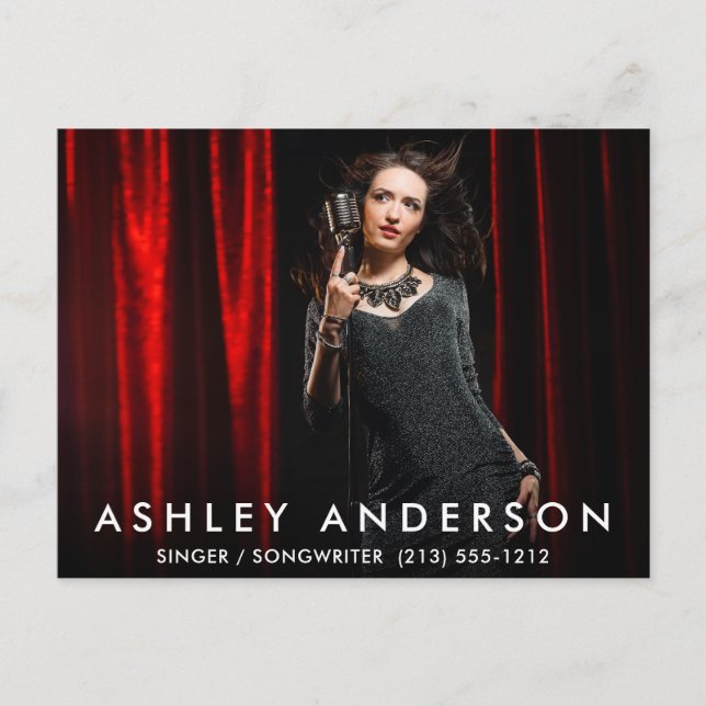 Singer Musician Fullt Photo Postcard Vykort (Framsida)