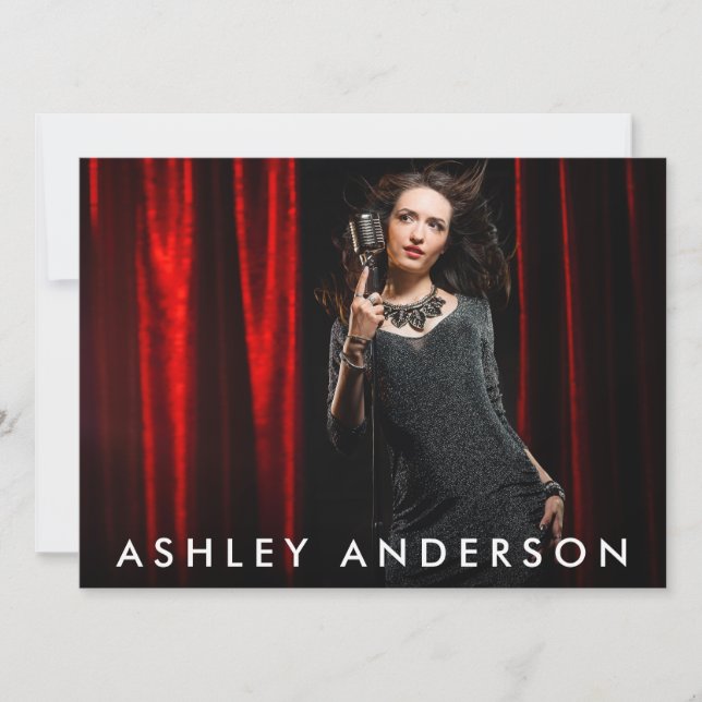 Singer Musician Fullt Photo Promo Card - Bakfoto Inbjudningar (Framsida)