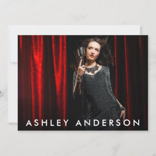 Singer Musician Fullt Photo Promo Card - Bakfoto Inbjudningar