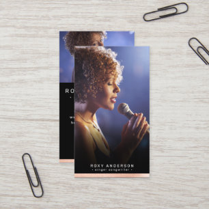 Singer Musician Modern Black Ro Gold Foil Visitkort