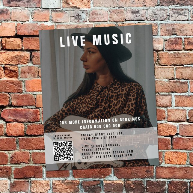 Singer Musician Music Photo QR Code Promotional Flygblad (Singer Musician Music Photo QR Code Promotional Flyer)