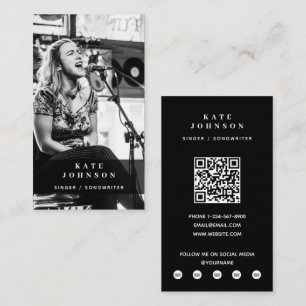 Singer Musician Photo Black & White Modern Visitkort
