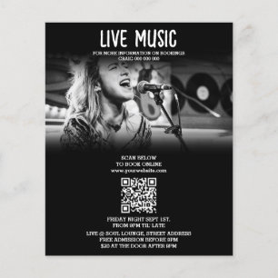 Singer Musician Photo Black & White Promotional Flygblad