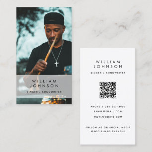 Singer Musician Photo Drummer Social Media QR-kod Visitkort