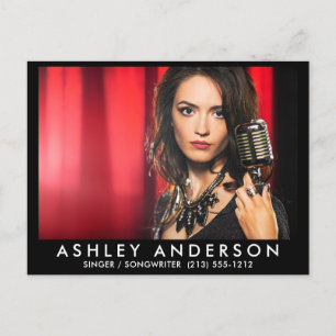 Singer Musician Photo Postcard - Black Front Vykort