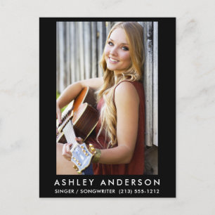 Singer Musician Photo Postcard - svart Vykort