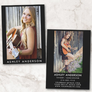 Singer Musician Photo Promo Card - Bakfoto Inbjudningar