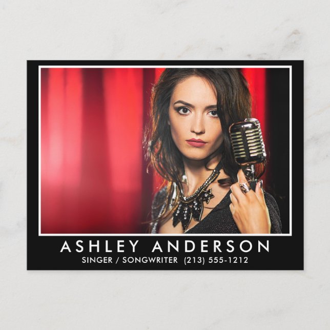 Singer Musician Photo White Ram Vykort (Framsida)