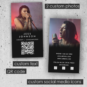 Singer Musician Songwriter Band Photo QR-kod Visitkort