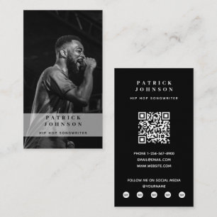 Singer Musician Songwriter Photo Hip hop QR-kod Visitkort