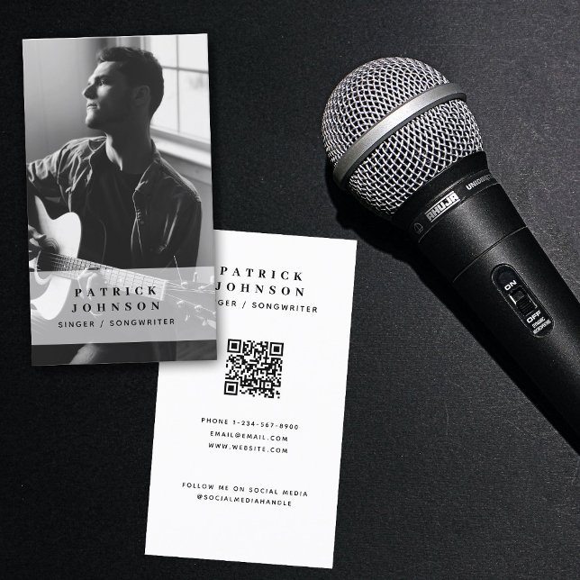 Singer Musician Songwriter Photo QR-kod Visitkort (Skapare uppladdad)