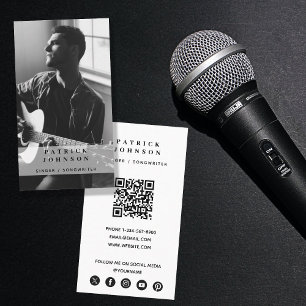 Singer Musician Songwriter Photo QR-kod Visitkort