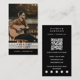 Singer Musiker Låtskrivare Foto Skanna QR-kod Visitkort