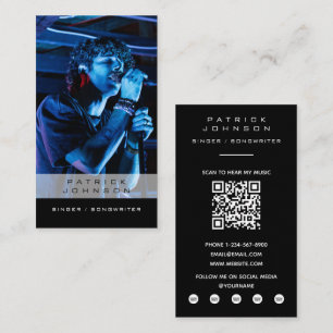 Singer Musiker Låtskrivare Musik Foto QR-kod Visitkort