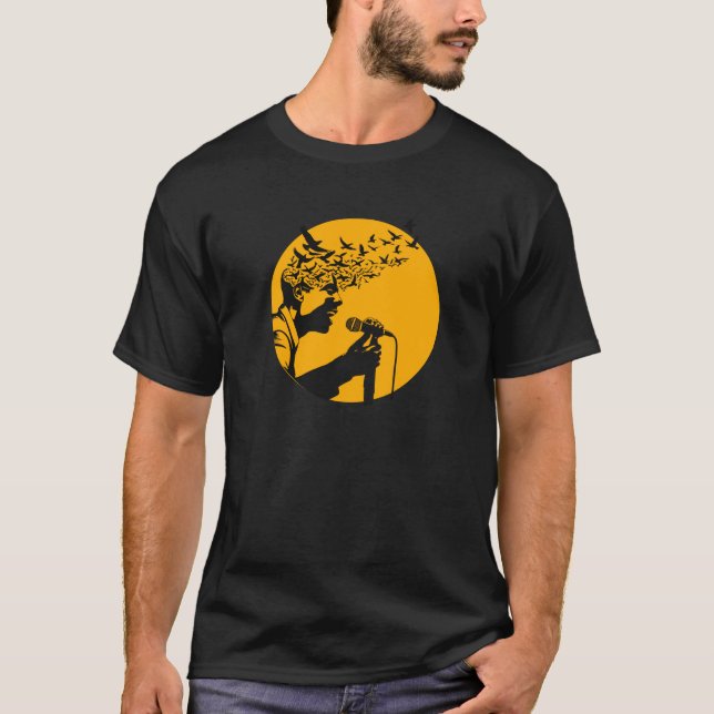 Singer Silhouette med Birds T Shirt (Framsida)