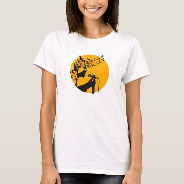 Singer Silhouette med Birds T Shirt (Framsida)