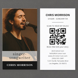 Singer Songwriter Music QR-kodfoto Visitkort