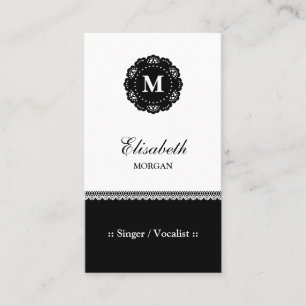 Singer/Vocalist - Elegant Black Snöre Monogram Visitkort