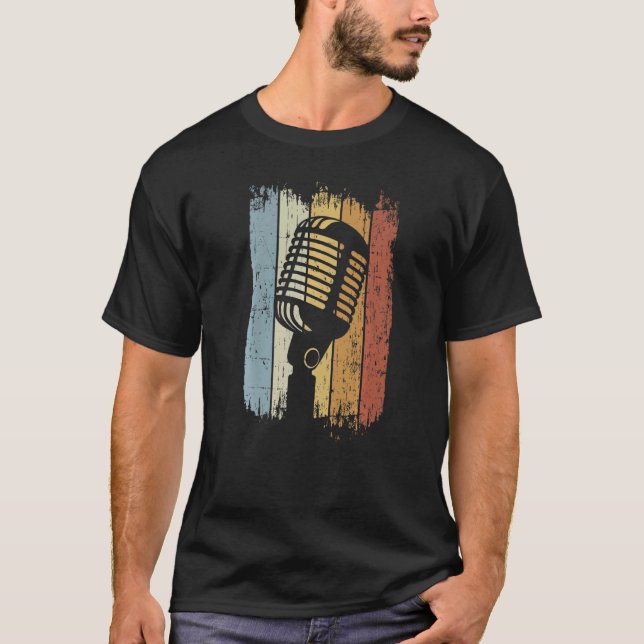 Singer Vocalist Musician Retro Microphone Singing T Shirt (Framsida)