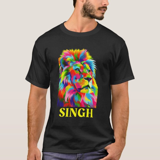 Singh Lejon Sher Punjabi stolt över att vara sikh T Shirt (Framsida)