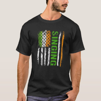 Singing American Flag Distressed St Patrick's Day T Shirt