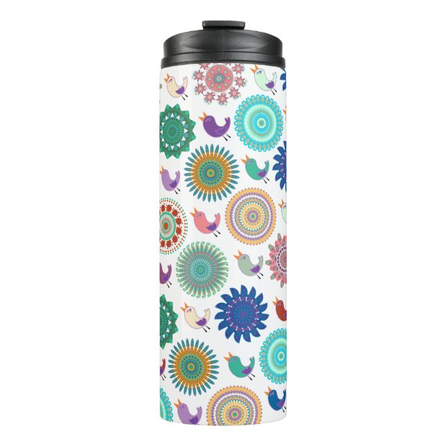 Singing Bird and Mandala Cute Folk Art Mönster (Framsida)