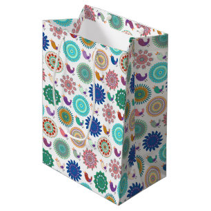 Singing Bird and Mandala Cute Folk Art Mönster