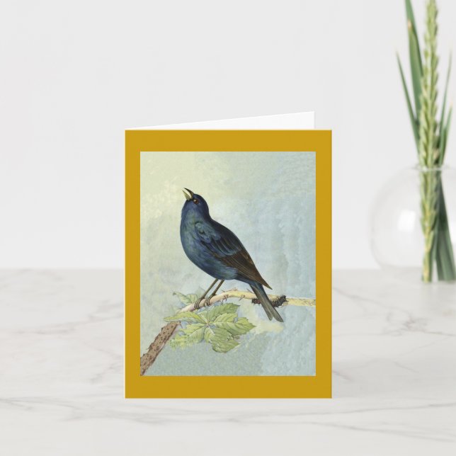 Singing Blackbird Watercolor Note Card Kort (Framsida)