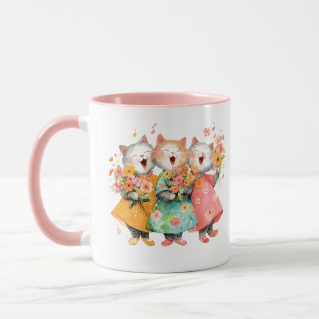 Singing Cats Holding Bouquets Mugg (Vänster)