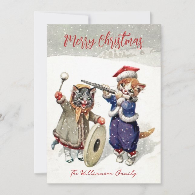 Singing Cats Jolly Whishes Christmas Holiday Card Julkort (Framsida)